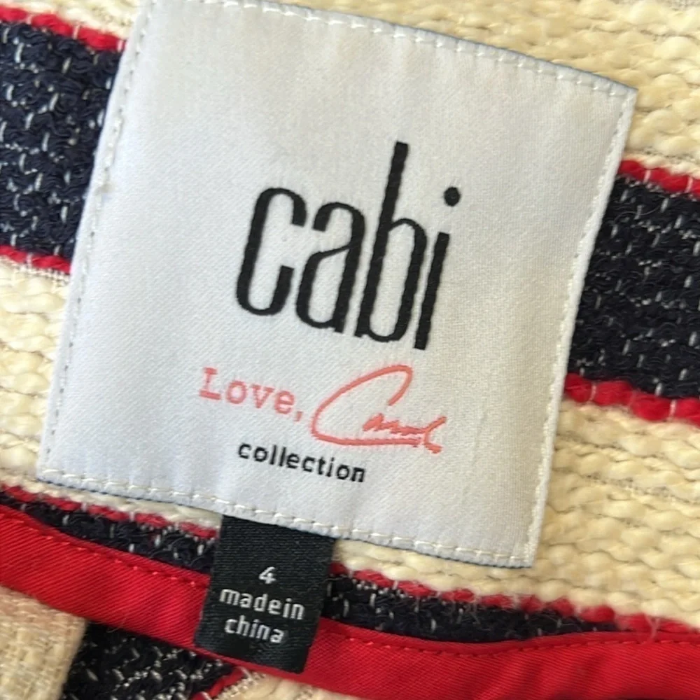 CABI Cruise Jacket Nautical Stripe Double Breast Blazer Sz 4 #5094 EUC